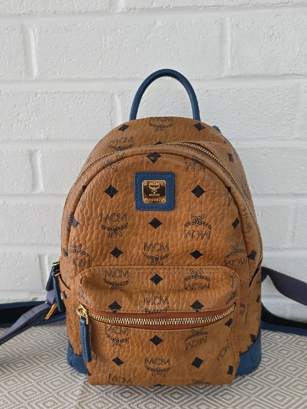 MCM | Bags | Mcm Visetos Monogram Mini Stark Backpack Cognac  display picture 2